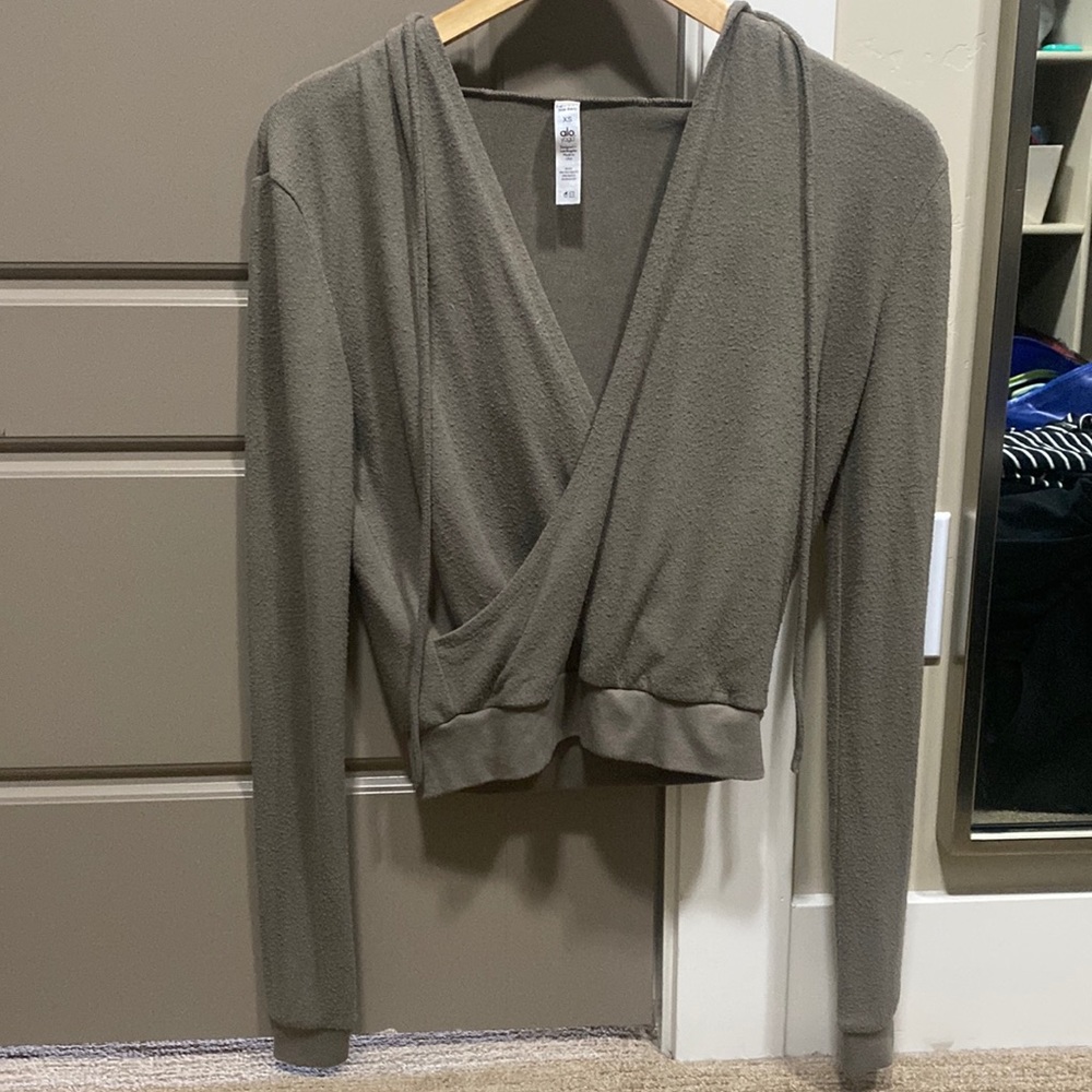 Alo Yoga - Khaki/Green Crossover Hoodie